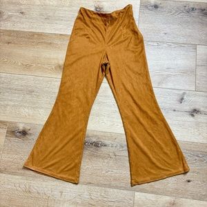 I.n. Girl brown tan suede high waist flare pants